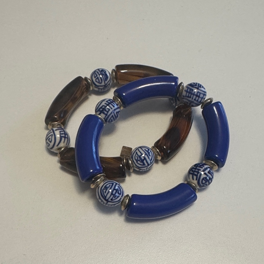 Stylish Blue and Brown Beaded Bracelet
